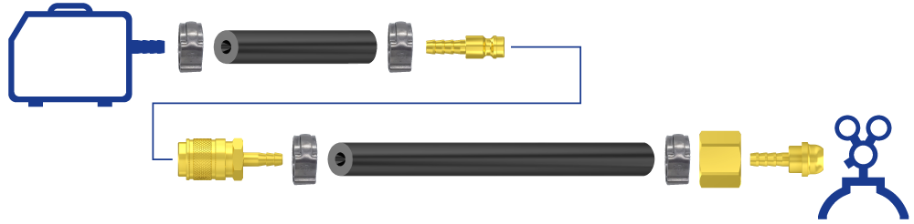 MIG TIG gas hose for machines with 5mm nipple inlet, convert to quick connect