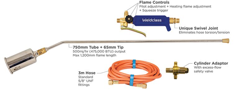 Weed Burner Torch Kit - Weldclass Platinum LT40 Maxflame Kit