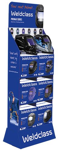Cardboard Display Stand For Welding Helmets Weldclass
