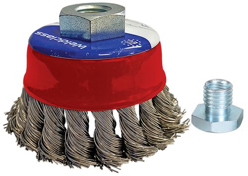 Wire Brush Cup Twist-Knot  75mm M14x2/10x1.5 Mild-Steel Weldclass