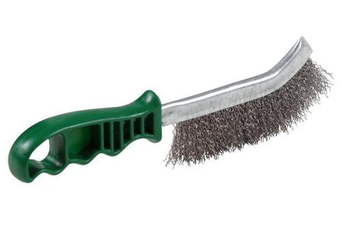 Wire Brush Hand 1-Row Plastic Handle Stainless-Steel Green Weldclass
