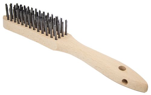 Wire Brush Hand 4-Row Wood Handle Stainless Steel Weldclass