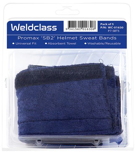 Sweatband PROMAX SB2 Towelling With Hook & Loop (Universal Suits Most Helmets) Pk5 Weldclass