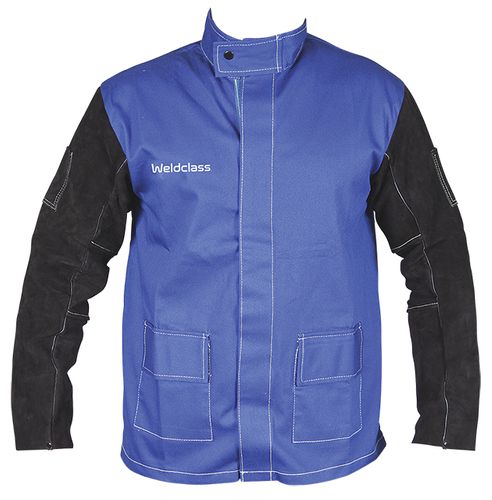 Jacket PROMAX BF3 Blue FR Leather Sleeves  XL Weldclass