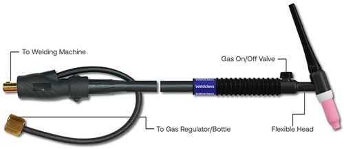 TIG Torch With Valve 17FV (150A) 4M 1025/3550MC Weldclass