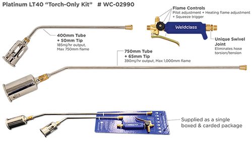 Torch LPG PLATINUM LT40 "Torch-Only" Kit Weldclass (600/1000mm Torch Only, Does Not Include Hose Or Regulator)