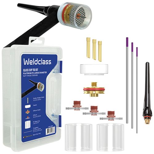 TIG Parts Kit With Storage Box PLATINUM PX (Glass Cup) Series 17/18/26 Large Diameter Weldclass