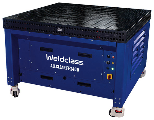 Fume Extraction Grinding/Welding Table ALLCLEAR FP2400 Downdraft with Fixture Point Table Top 2400x1200x100mm 16mm Holes 3ph/415V Weldclass