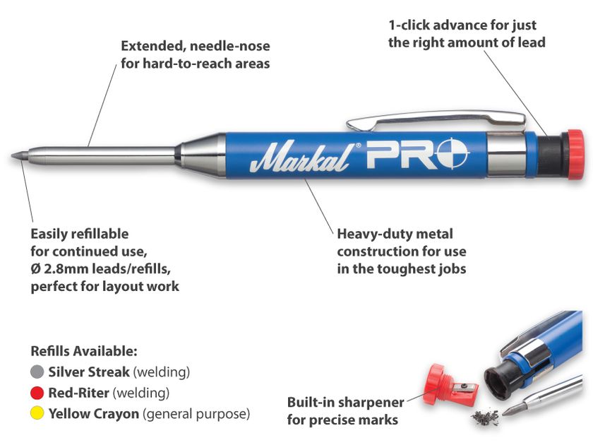 Mechanical Welders Pencil with 12 Silver Streak Refills Durable