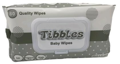 Baby Wipes Tibbles Economy 1x pack of 80