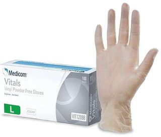 Large ACCUFIT Powder Free Clear Vinyl Gloves Box 100