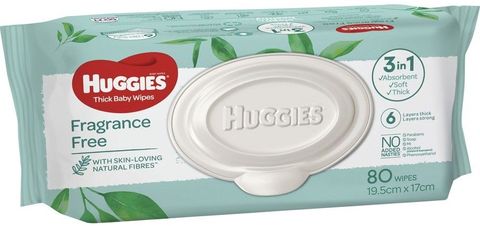 Baby Wipes Huggies Unscented 1x pack of 80