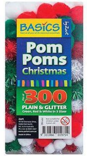 Christmas Assorted Texture Pom Poms - Pack of 300