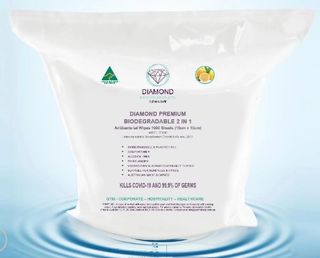 Diamond Prem Bio 2 in 1 Antibact Wipes CTN 4 x 1000 Wipes