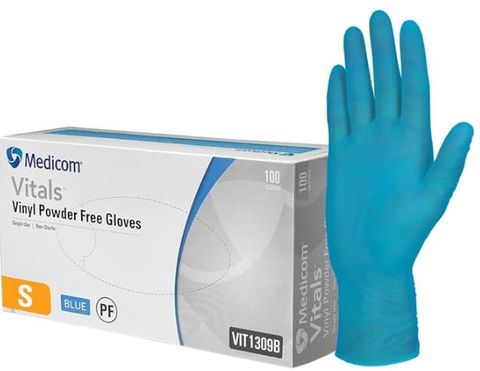 Powder Free Blue Vinyl Gloves Small Box 100