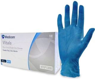 Powder Free Blue Vinyl Gloves X-Large Box 100