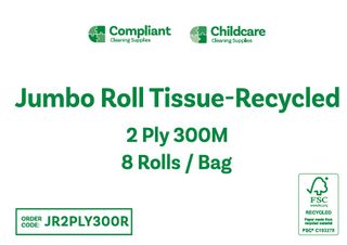CCS  2ply Jumbo Roll 300m x 8 rolls  Recycled