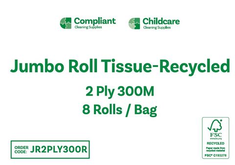 CCS  2ply Jumbo Roll 300m x 8 rolls  Recycled