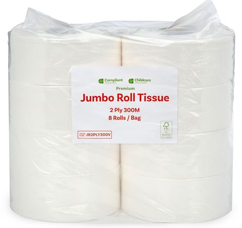 CCS  2 Ply Jumbo Roll 300m x 8 Rolls Virgin