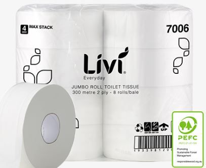 7006 2 Ply Jumbo Roll 300m x 8 Rolls Virgin