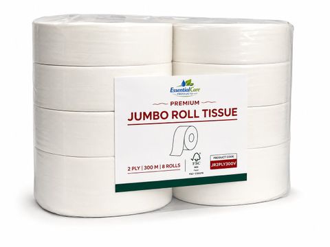 CCS  2 Ply Jumbo Roll 300m x 8 Rolls Virgin