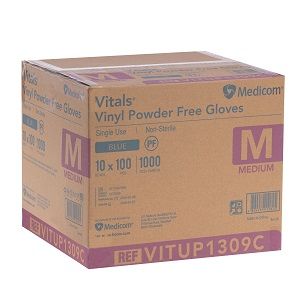 CTN of 10 Medium BLUE Powder free gloves Vinyl
