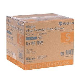 CTN of 10 Small BLUE Powder free gloves Vinyl