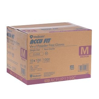 Accufit - CTN of 10 Medium Powder free gloves Vinyl