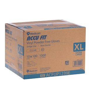 Accufit - CTN of 10  Extra Large Powder free gloves Vinyl