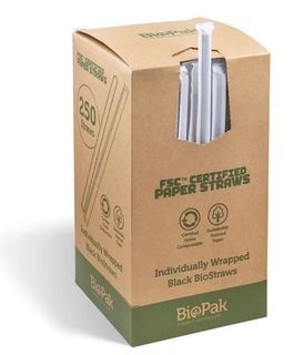 Individually Wrapped Straight White Straws 2500pk (Biopak)