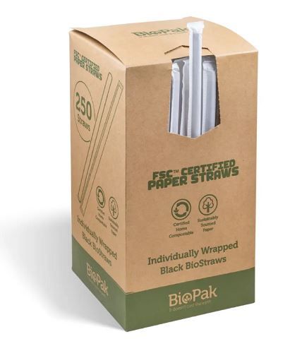 Individually Wrapped Straight White Straws 2500pk (Biopak)