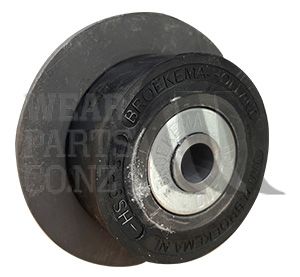 Roller HS 9 RS Rubber, Open Bore, flange 130mm, Small Support Width