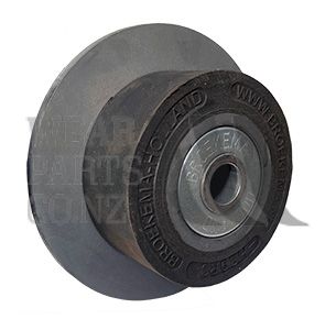 Roller HS 9 RS Rubber, Open Bore, flange 130mm, Small Support Width