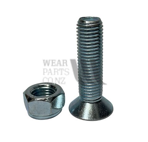 Flat Head Cap Screw and Nut M16x60 Zinc