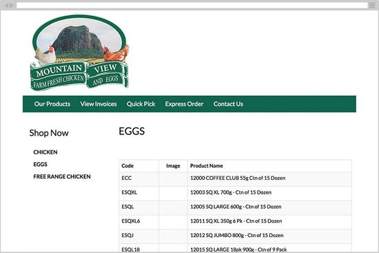 Mountain View Poultry B2B Online Ordering Integration with MYOB Exo