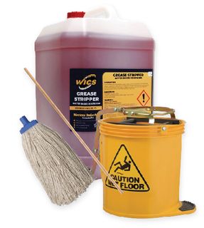 Floor Cleaning Bundle - 1x 600gsm Mop head, 1x wizard staff (bamboo mop handle), 1x wringer bucket, 1 x Grease Stripper 20L