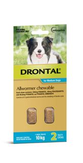 DRONTAL DOG 10KG CHEWABLE 2S