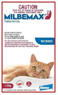 MILBEMAX CAT ALLWORMER 2KG-8KG 2TABS