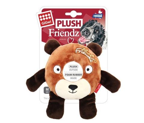 GIGWI PLUSH RUBBER RING BEAR MED