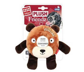 GIGWI PLUSH RUBBER RING BEAR MED