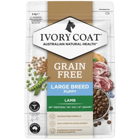 IVORY COAT&trade; GRAIN FREE LARGE BREED PUPPY LAMB DRY FOOD 2KG