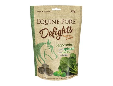 EQUINE PURE DELIGHTS PEPPERMINT SPINACH PARSLEY CHIA 500G