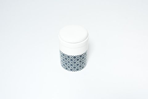 MOG AND BONE CERAMIC TREAT CANISTER NAVY IKAT 1.5L