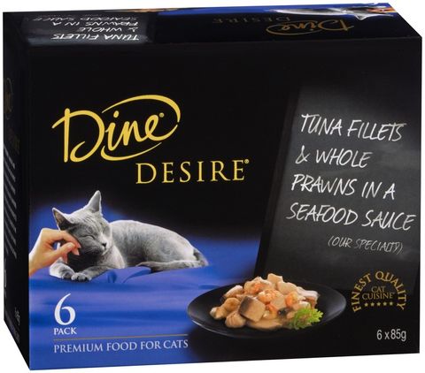 DINE DESIRE TUNA FILLET PRAWN SEAFOOD SAUCE 6X85G