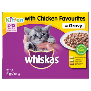 WHISKAS FAVOURITES KITTEN CHICKEN MVMS 12X85G