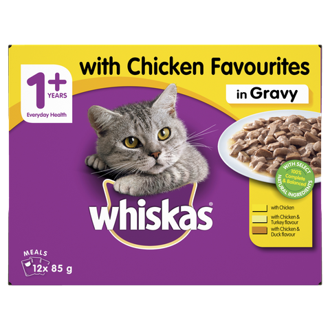 WHISKAS FAVOURITES CHICKEN GRAVY MVMS 12X85G