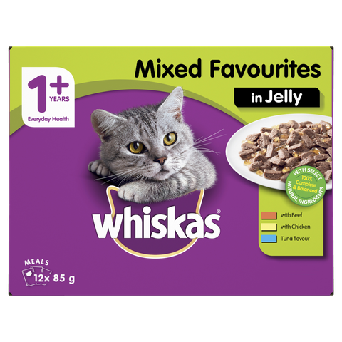 WHISKAS FAVOURITES SENSATION JELLY MVMS 12X85G