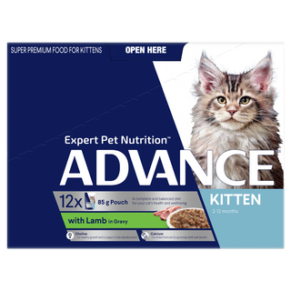 ADVANCE KITTEN 2-12 MONTHS WITH LAMB IN GRAVY 12X85G