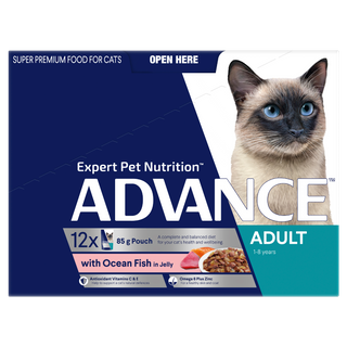 ADVANCE 1+ YEARS ADULT CAT WITH OCEAN FISH IN JELLY 12X85G