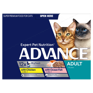 ADVANCE 1+ YEARS ADULT CAT MULTI PACK TENDER CHUNKS IN JELLY 12X85G